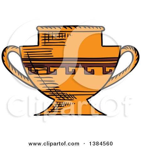 450x470 Clipart Of A Sketched Vase