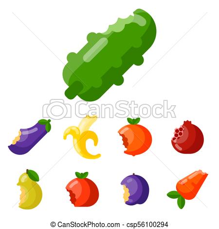 450x470 Bitten Fruits Vector Vitamin Food And Vegetable Cut Eps Vectors