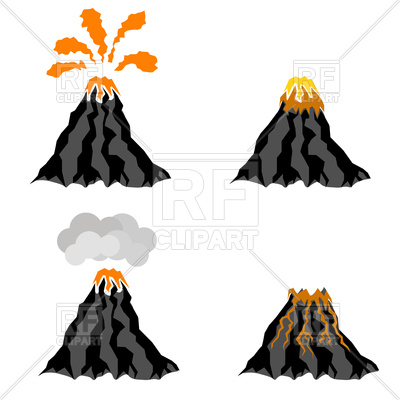 400x400 Volcano Erupting Icons Royalty Free Vector Clip Art Image