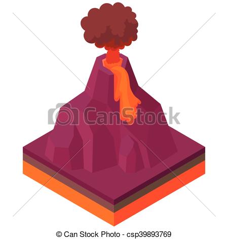 450x470 Volcano Erupting Icon, Cartoon Style. Volcano Erupting Icon