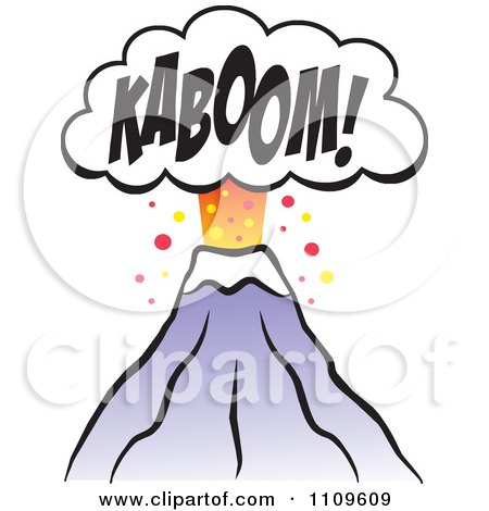450x470 Clipart Noisy Volcano Erupting With A Kaboom Cloud
