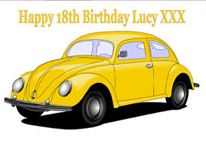 300x212 Personalised Yellow Vw Beetle Car Edible A4 Icing Sheet