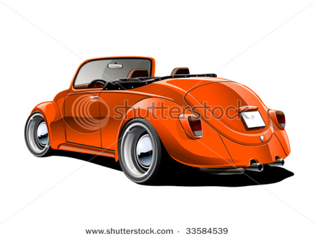 450x339 Picture Of An Orange Convertible Volkswagen In A Vector Clip Art