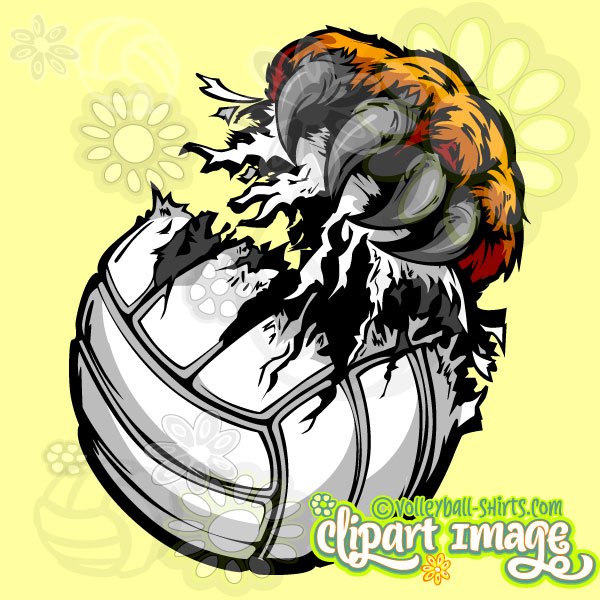 600x600 Leopard Claw Volleyball Clip Art