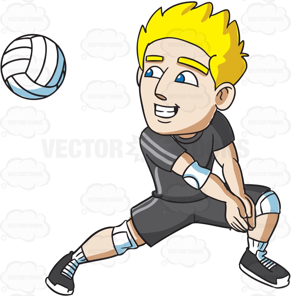 1007x1024 A Male Volleyball Player Preparing For A Forearm Pass Cartoon