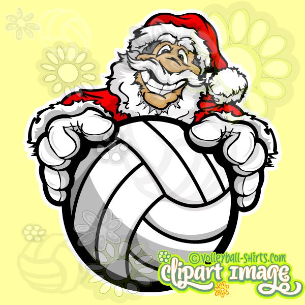 600x600 Santa Volleyball Clipart
