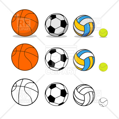 400x400 Sports Ball Set. Basketball And Soccer. Tennis And Volleyball
