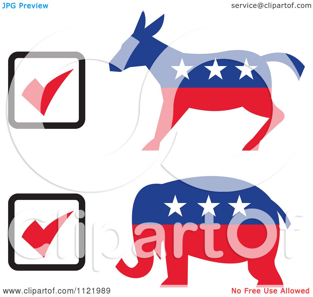 1080x1024 Clipart Of Retro Voting Check Boxes With Republican Elephant