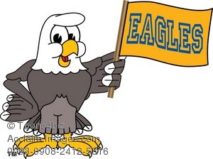 300x224 Clip Art Illustration Of A Bald Eagle With Team Flag