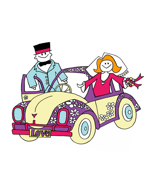 500x616 Vw Beetle Wedding Invitation Folded