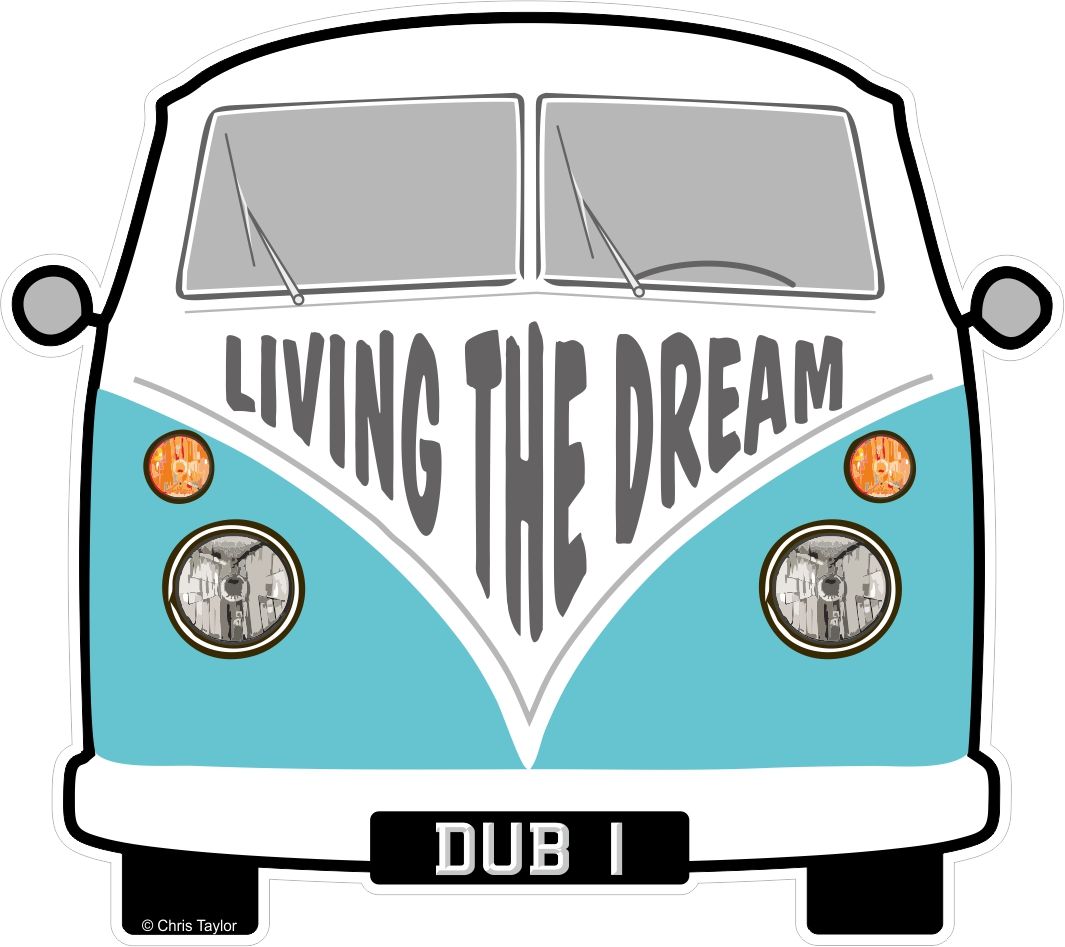 1065x947 Living The Dream Slogan For Retro Split Screen Vw Camper Van Bus