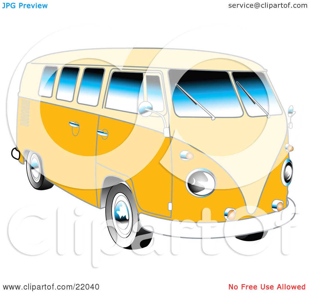 1080x1024 Clipart Illustration Of A Yellow 1962 Vw Bus With Chrome Detail