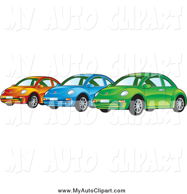 600x620 Clip Art Of Orange Blue And Green Vw Bug Cars By Lal Perera