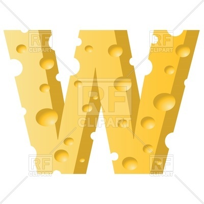 400x400 Font Made Of Cheese, Letter W Royalty Free Vector Clip Art Image