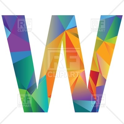 400x400 Motley Polygonal Font, Letter W Royalty Free Vector Clip Art Image