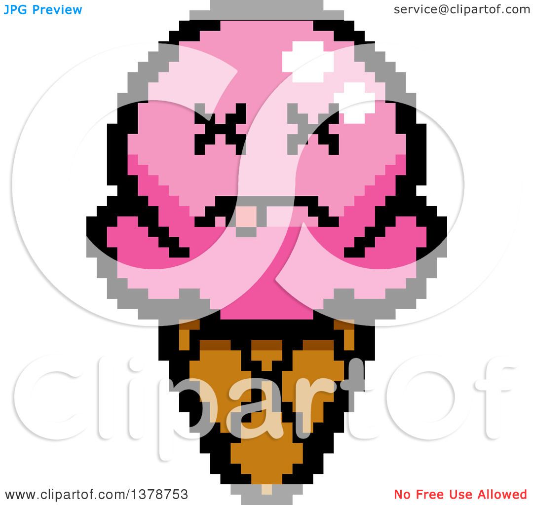 1080x1024 Clipart Of A Dead Waffle Ice Cream Cone Character In 8 Bit Style