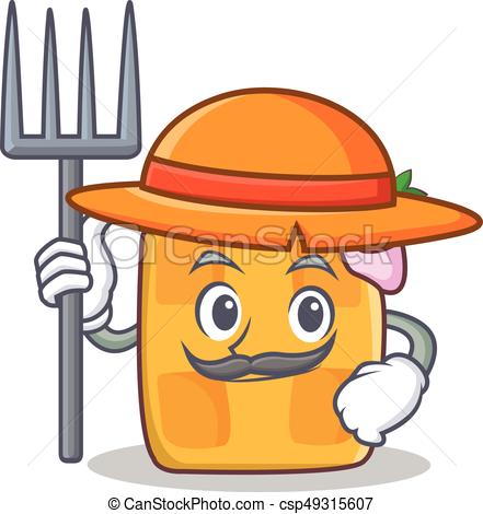 441x470 Farmer Waffle Character Cartoon Design Vector Illustration Vector
