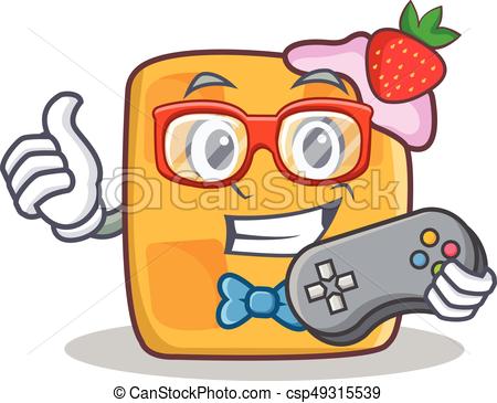 450x365 Gamer Waffle Character Cartoon Design Vector Illustration Vectors