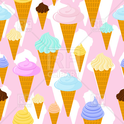 400x400 Ice Cream In Waffle Cone Seamless Pattern Royalty Free Vector Clip