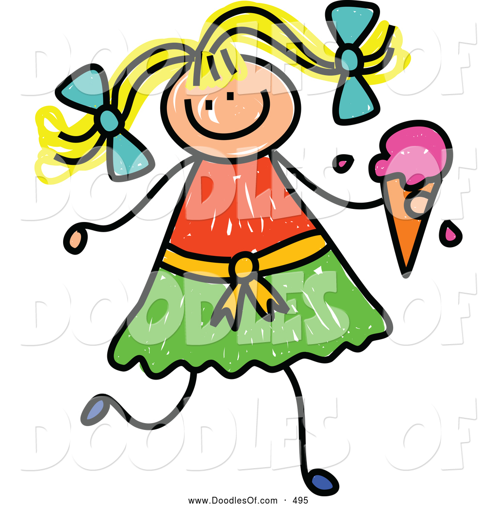 1024x1044 Vector Clipart Of A Stick Figure Blond Girl Holding A Strawberry
