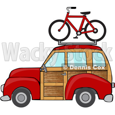 400x400 Clipart Red Woodie Station Wagon With A Bicycle On Top