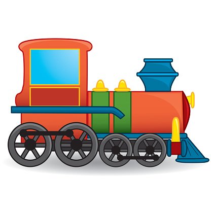 416x416 Outlined Cartoon Train Toy Premium Clipart