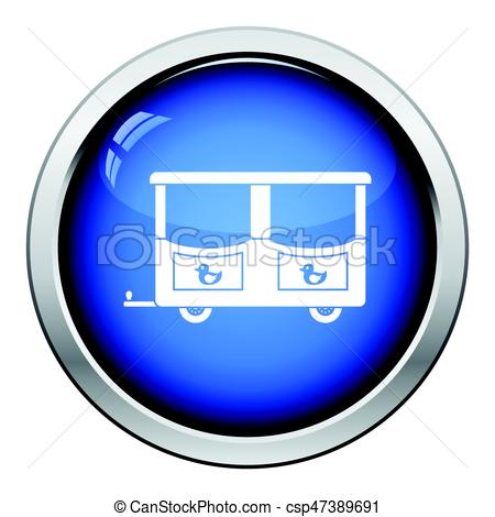 450x470 Wagon Of Children Train Icon. Glossy Button Design. Vector Eps