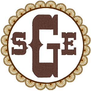 300x301 Wagon Wheel Monogram Frame Embroidery Design