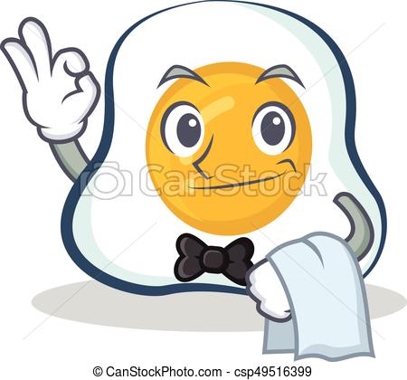 450x420 Waiter Fried Egg Character Cartoon Vector Illustration Eps