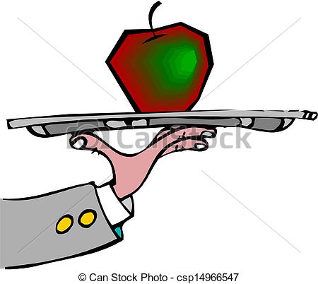450x402 Waiter Hold The Tray With Apple Eps Vector