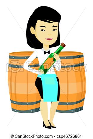 315x470 Waitress Holding Bottle Oflcohol.sian Waitress Holding