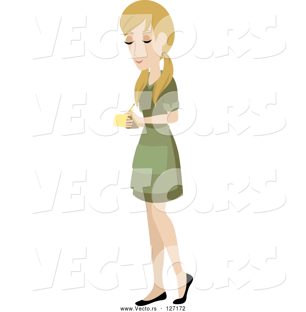 1024x1044 Vector Of Pretty Blond Caucasian Waitress Writing Down An Order By