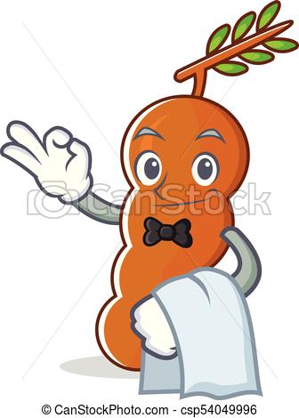 336x470 Waiter Tamarind Mascot Cartoon Style Vector Illustration Eps