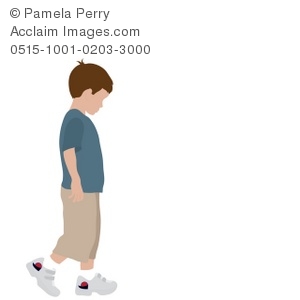 300x300 Clip Art Illustration Of A Little Boy Walking Alone
