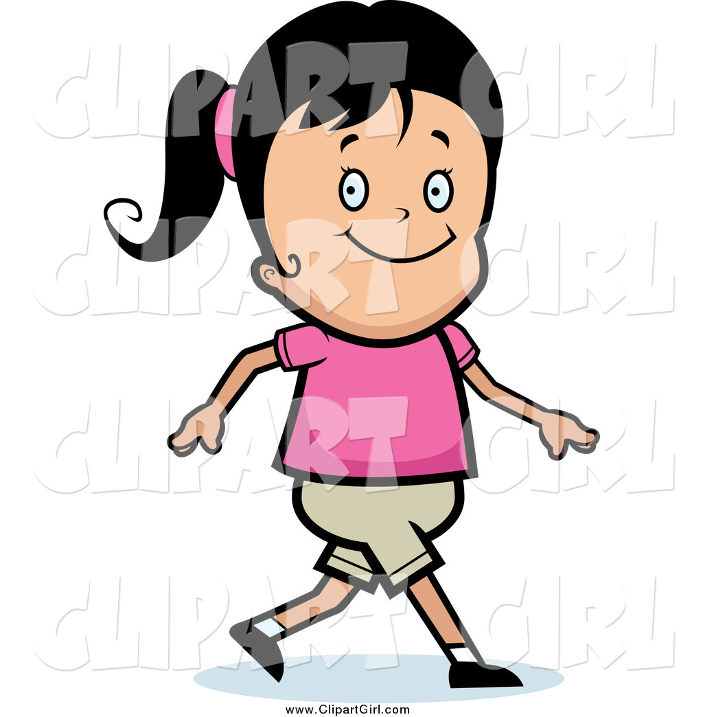 1024x1044 Clip Art Of A Happy Black Haired Girl Walking And Smiling By Cory