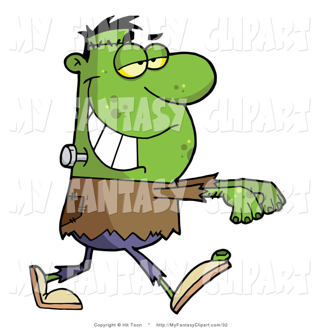1024x1044 Clip Art Of A Green Frankenstein Walking Stiffly With His Arms Out