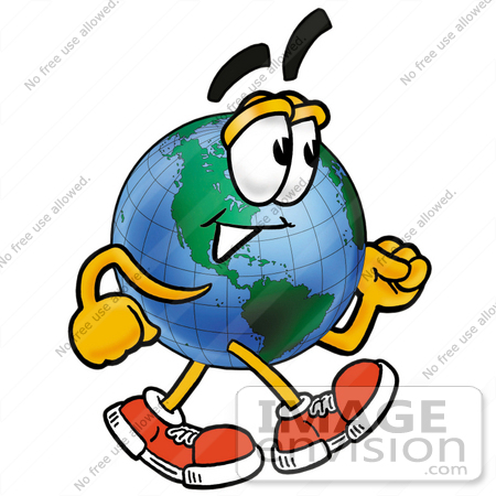 450x450 Clip Art Graphic Of A World Globe Cartoon Character Walking