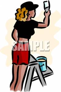 199x300 Clip Art Image A Woman Painting A Wall