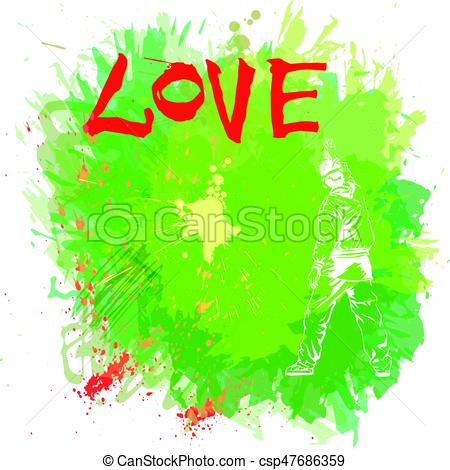 450x470 Paint Spot With Splash In Watercolour Style. Graffiti Guy