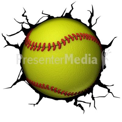 400x400 This Clip Art Image Shows A Softball Breaking Though A Wall