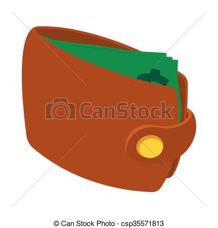 450x470 Brown Wallet With Cardnd Cash Icon In Cartoon Style On