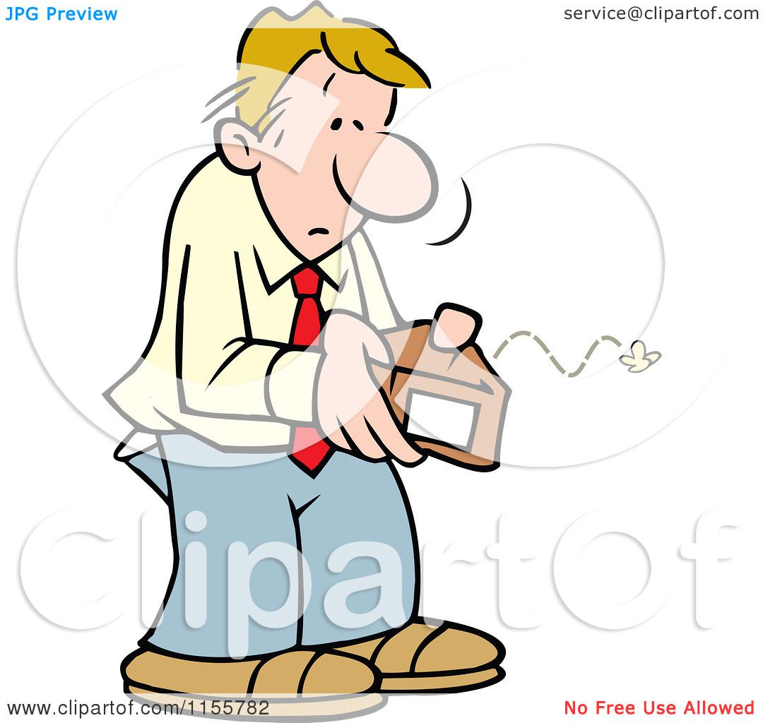 1080x1024 Cartoon Of A Broke Man Opening An Empty Wallet