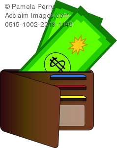 238x300 Clip Art Illustration Of An Open Wallet With Money And Credit Cards