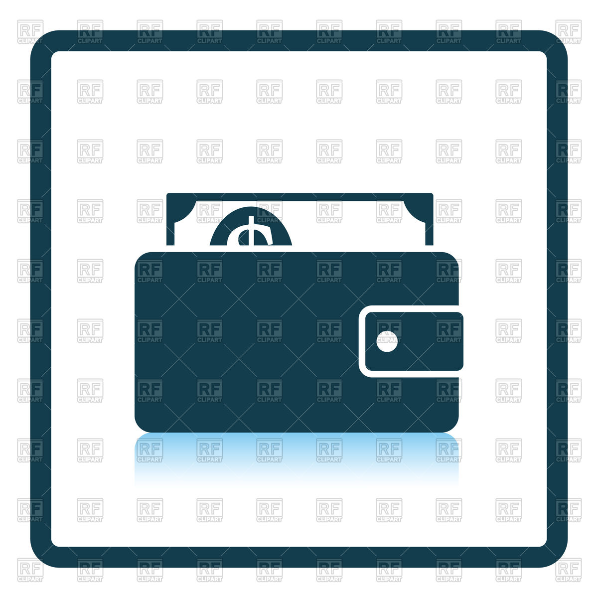 1200x1200 Shadow Reflection Design Of Wallet With Cash Royalty Free Vector