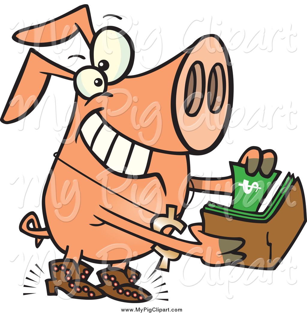 1024x1044 Swine Clipart Of A Cartoon Rich Phat Pig Pulling Cash Out Of His