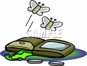 300x228 Two Moths Flying From An Almost Empty Wallet Clip Art Image