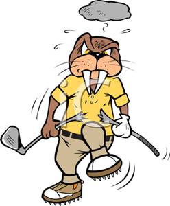 248x300 An Angry Walrus Breaking His Golf Club Clipart Picture