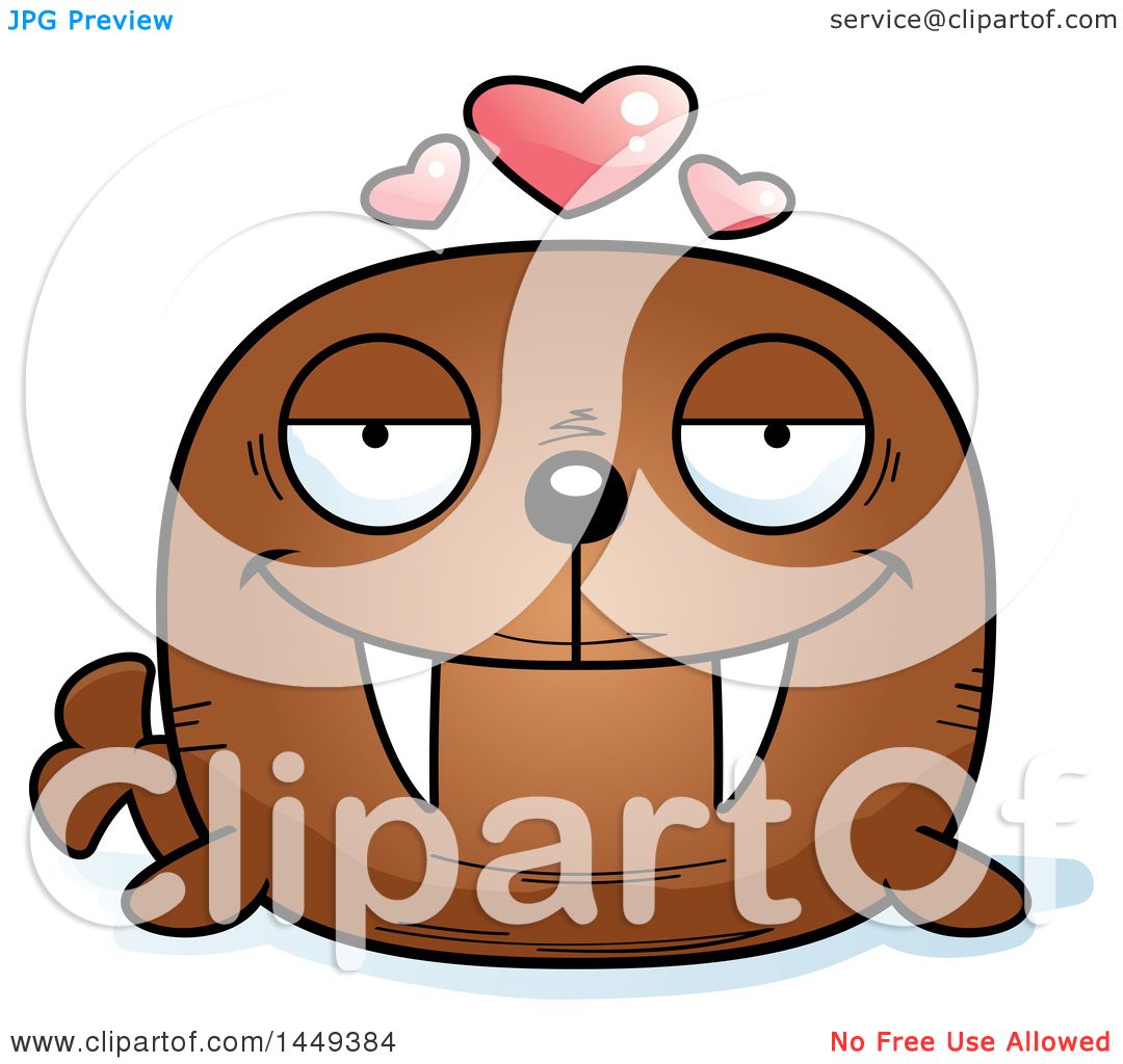 1080x1024 Clipart Graphic Of A Cartoon Loving Walrus Character Mascot