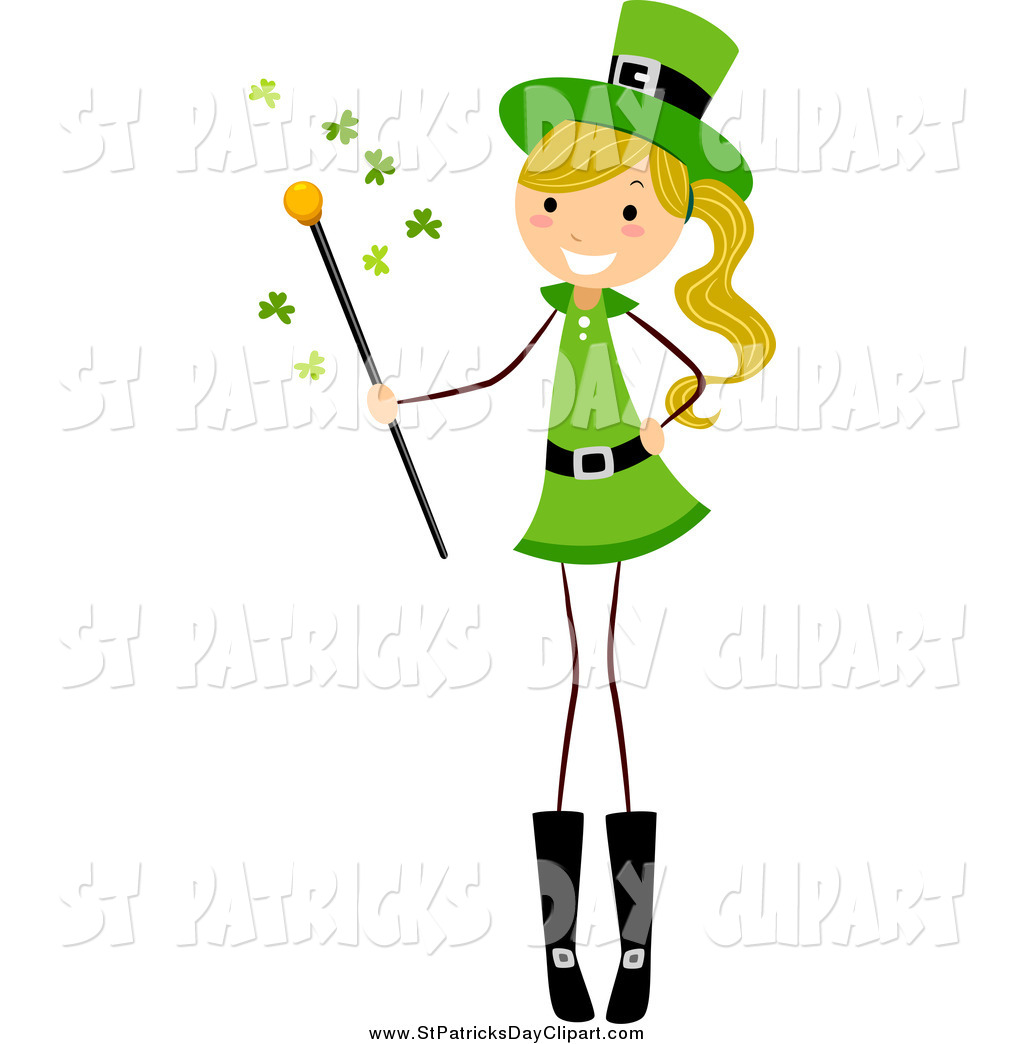 1024x1044 Clip Art Of A St Patricks Day Stick Girl With A Magic Wand By Bnp