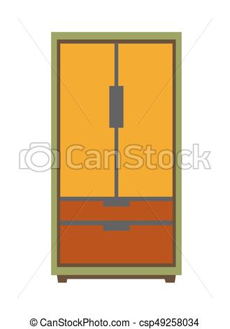 329x470 Simple Big Wardrobe. Vector Illustration Of Minimal Orange